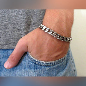 Pack of 2 Silver Neck chain & Chain Bracelet Band for Men / Boys